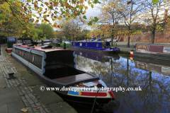 Narrowboats on the Bridgewater Canal, Castlefield, Manchester, Lancashire, England, UK