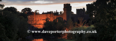Dusk view of the River Avon and Warwick Castle