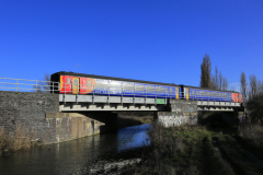 East Midlands Regional train 156408 near Whittlesey town, Fenland, Cambridgeshire, England