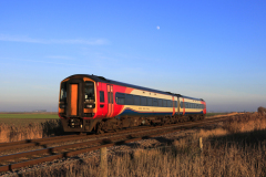 East Midlands Regional train 158866 near Whittlesey town, Fenland, Cambridgeshire, England