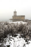 Snow, Normanton church, Rutland Water