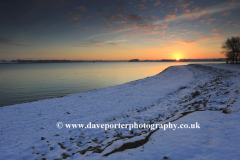 Winter snow sunset, Rutland Water