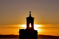 Sunset over Normanton church, Rutland Water