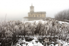 Snow, Normanton church, Rutland Water