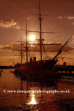 Sunset over HMS Warrior, Portsmouth harbour