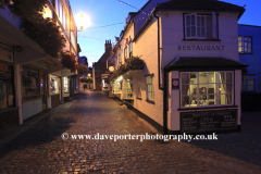 Cobbled streets at night, Quay Hill, Lymington town