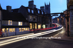 Traffic trails outside the George Hotel, Stamford