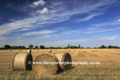 Summer, Straw bales in wheat fields near Ely