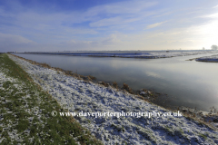 Winter snow; river Welland, Spalding