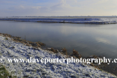 Winter snow; river Welland, Spalding town