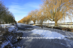 Winter snow; river Welland, Spalding