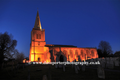 Priory church Deeping St James at night