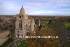 Autumn, Ariel view of Crowland Abbey