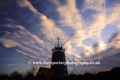 Sunset, Windmill at Burnham Overy Staithe village