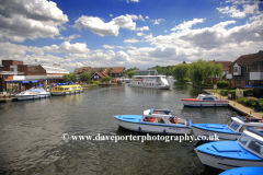 Pleasure boats on the River Bure at Wroxham town