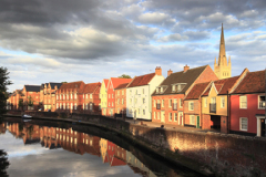 The River Wensum quayside and Norwich Cathedral