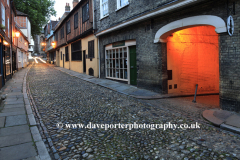 Architecture and shops, Elm Hill, the Lanes, Norwich