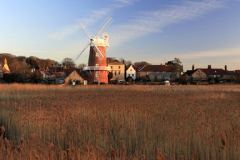 Sunset view over reed beds to Cley Windmill