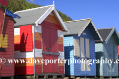 Wooden beachuts on the promenade, Cromer town