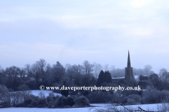 Winter snow, St Nicholas church, Bulwick village