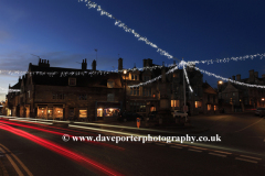 Christmas lights at night, Market Place, Oundle
