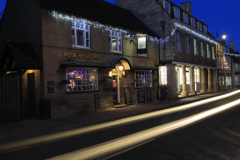 Christmas lights at night, Market Place, Oundle town