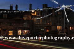 Christmas lights at night, Market Place, Oundle town
