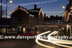 Christmas lights at night, Market Place, Oundle town