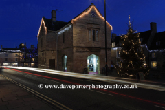 Christmas lights at night, Market Place, Oundle