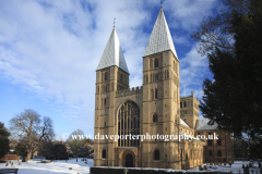 Winter snow over Southwell Minster