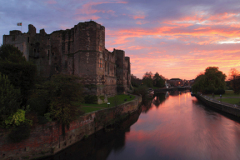 Sunset view over the ruins of Newark Castle