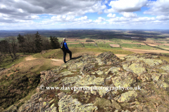 Walker on the Wrekin Hill ancient hill fort