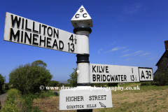 A39 white Road Sign, Quantock Hills