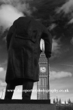 Winston Churchill statue and Big Ben Clock tower