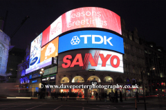 Neon signs and Christmas Lights at Piccadilly Circus