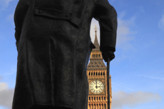 Winston Churchill statue and Big Ben Clock tower