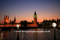 Sunset, Big Ben and the Houses of Parliament