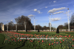 Summer view of the frontage of Buckingham Palace