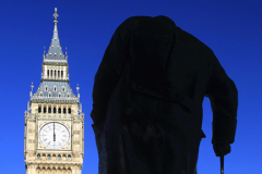 Winston Churchill statue and The Elizabeth Tower