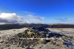 Winter at the summit cairn of Bowscale Fell