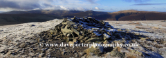 Winter at the summit cairn of Bowscale Fell