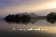 Misty Sunset over Derwentwater lake, Keswick