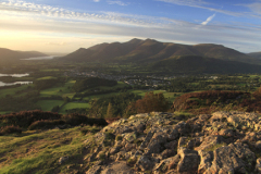 Sunset over Keswick town from Walla Crag fell