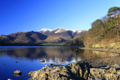 Snow on Skiddaw mountain, Derwentwater