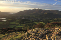 Sunset over Keswick town from Walla Crag fell