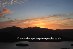Sunset over Cat Bells Fell, Derwentwater