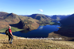 Walker at Crummock Water and the Buttermere valley
