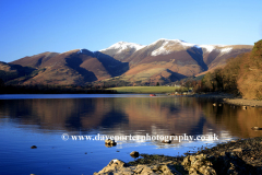 Winter, snow, Skiddaw fell, Derwentwater