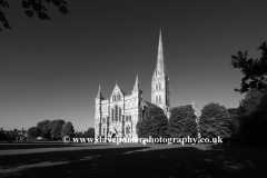 Exterior of the 13th Century Salisbury Cathedral, Salisbury City, Wiltshire County, England, UK