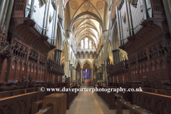 Interior view of the 13th Century Salisbury Cathedral, Salisbury City, Wiltshire County, England, UK
